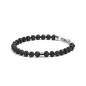 Preview: Armband mit 6 mm schwarzem Lavastein und Titanelement - Hexa Black Lava